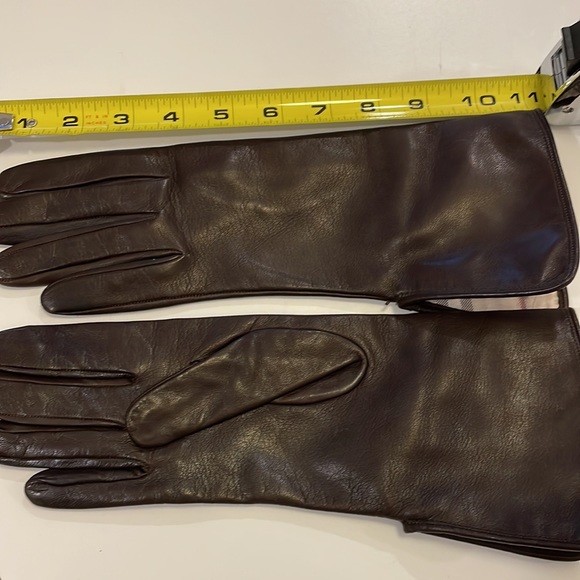 BURBERRY LONDON  Brown Leather Gloves size 7 1/2 - Picture 14 of 16